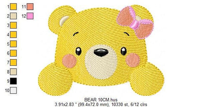 Peek a boo Bear embroidery designs - Teddy embroidery design machine embroidery pattern - Baby girl embroidery file - instant download jef Marcia Embroidery