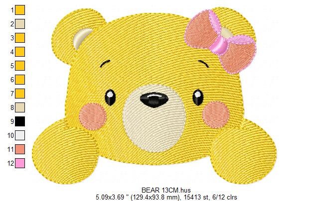 Peek a boo Bear embroidery designs - Teddy embroidery design machine embroidery pattern - Baby girl embroidery file - instant download jef Marcia Embroidery