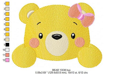 Peek a boo Bear embroidery designs - Teddy embroidery design machine embroidery pattern - Baby girl embroidery file - instant download jef Marcia Embroidery