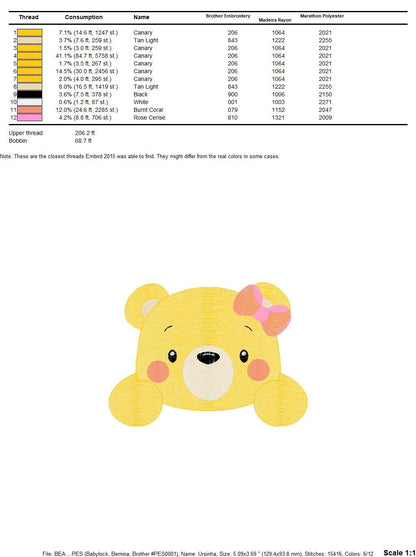 Peek a boo Bear embroidery designs - Teddy embroidery design machine embroidery pattern - Baby girl embroidery file - instant download jef Marcia Embroidery