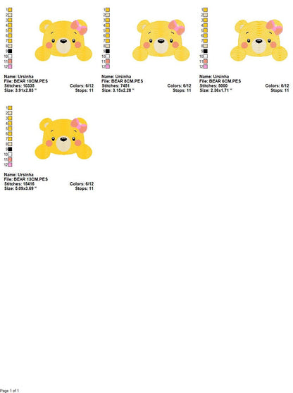 Peek a boo Bear embroidery designs - Teddy embroidery design machine embroidery pattern - Baby girl embroidery file - instant download jef Marcia Embroidery