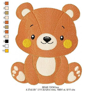 Bear embroidery designs - Teddy embroidery design machine embroidery pattern - Baby Boy embroidery file - instant download pes jef hus vp3 Marcia Embroidery