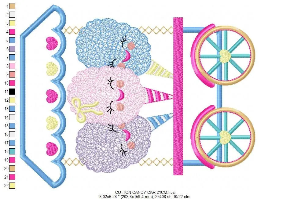 Cotton candy embroidery designs - Candy embroidery design machine embroidery pattern - Cotton candy cart embroidery file - kid embroidery Marcia Embroidery