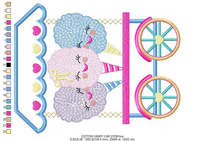 Cotton candy embroidery designs - Candy embroidery design machine embroidery pattern - Cotton candy cart embroidery file - kid embroidery Marcia Embroidery