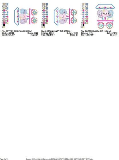 Cotton candy embroidery designs - Candy embroidery design machine embroidery pattern - Cotton candy cart embroidery file - kid embroidery Marcia Embroidery