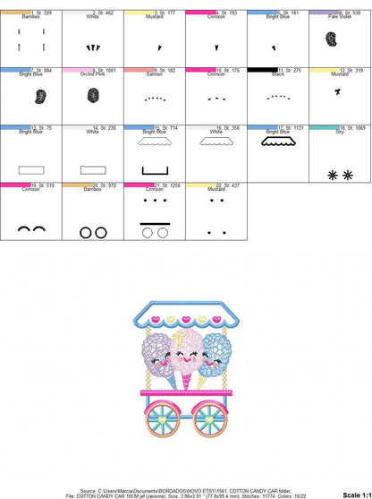 Cotton candy embroidery designs - Candy embroidery design machine embroidery pattern - Cotton candy cart embroidery file - kid embroidery Marcia Embroidery