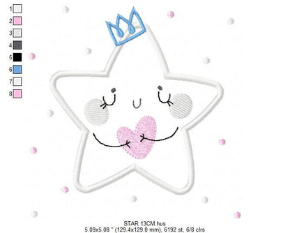 Star embroidery design machine embroidery pattern - Star applique design - Rainbow embroidery file - baby girl embroidery - instant download - Marcia Embroidery