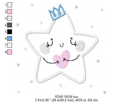 Star embroidery design machine embroidery pattern - Star applique design - Rainbow embroidery file - baby girl embroidery - instant download - Marcia Embroidery