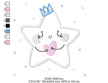 Load image into Gallery viewer, Star embroidery design machine embroidery pattern - Star applique design - Rainbow embroidery file - baby girl embroidery - instant download
