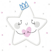 Cargar imagen en el visor de la galería, Star embroidery design machine embroidery pattern - Star applique design - Rainbow embroidery file - baby girl embroidery - instant download
