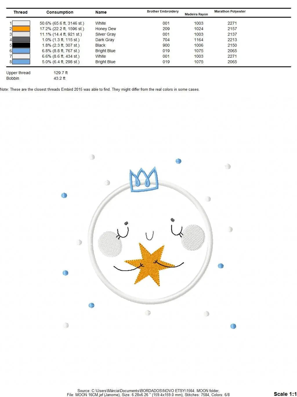 Moon embroidery design - Stars embroidery design machine embroidery patterns - Cloud embroidery file moon applique design - night embroidery Marcia Embroidery