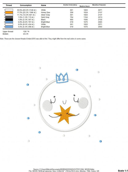 Moon embroidery design - Stars embroidery design machine embroidery patterns - Cloud embroidery file moon applique design - night embroidery Marcia Embroidery