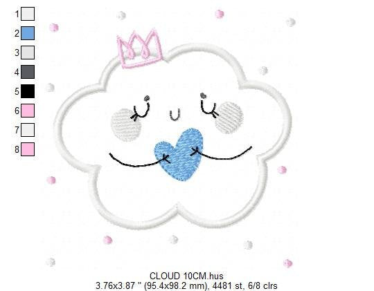 Cloud embroidery design - Sky embroidery design machine embroidery pattern  - cloud applique design - baby girl embroidery file cute cloud Marcia Embroidery