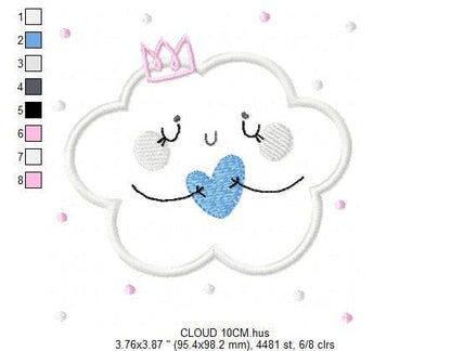 Cloud embroidery design - Sky embroidery design machine embroidery pattern  - cloud applique design - baby girl embroidery file cute cloud Marcia Embroidery