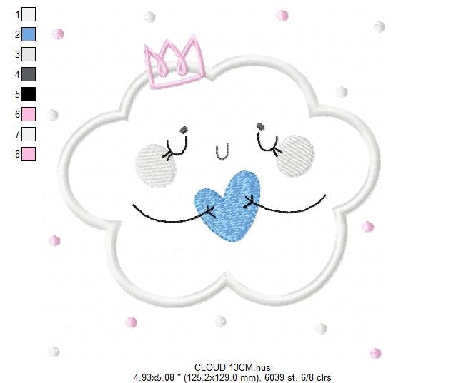 Cloud embroidery design - Sky embroidery design machine embroidery pattern  - cloud applique design - baby girl embroidery file cute cloud Marcia Embroidery