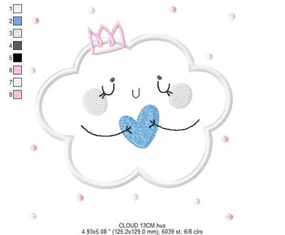 Cloud embroidery design - Sky embroidery design machine embroidery pattern  - cloud applique design - baby girl embroidery file cute cloud Marcia Embroidery