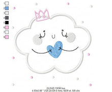 Load image into Gallery viewer, Cloud embroidery design - Sky embroidery design machine embroidery pattern  - cloud applique design - baby girl embroidery file cute cloud
