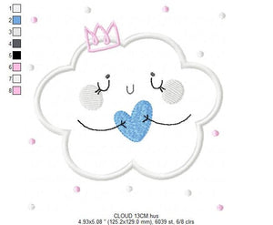 Cloud embroidery design - Sky embroidery design machine embroidery pattern  - cloud applique design - baby girl embroidery file cute cloud