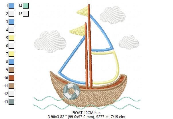 Boat embroidery designs - Sailboat embroidery design machine embroidery pattern - Nautical file instant download - Boat applique design boy