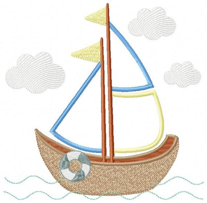 Boat embroidery designs - Sailboat embroidery design machine embroidery pattern - Nautical file instant download - Boat applique design boy