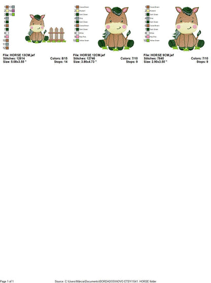 Horse embroidery design - Baby Boy embroidery designs machine embroidery pattern - Horse applique design Farm animals - instant download