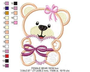 Bear embroidery designs - Teddy bear with heart embroidery design machine embroidery pattern - Bear applique design - instant download pes