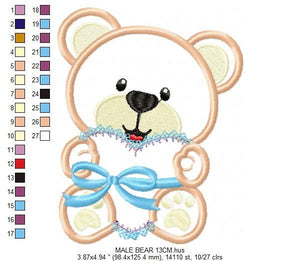 Bear embroidery designs - Teddy bear with heart embroidery design machine embroidery pattern - Bear applique design - instant download pes