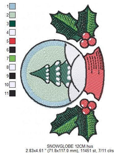 Xmas Ornament embroidery designs - Snow Globe embroidery design machine embroidery pattern - Christmas embroidery file - instant download