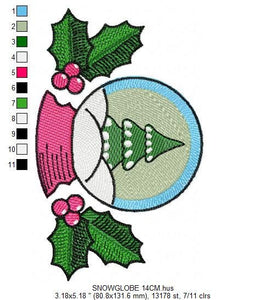 Xmas Ornament embroidery designs - Snow Globe embroidery design machine embroidery pattern - Christmas embroidery file - instant download