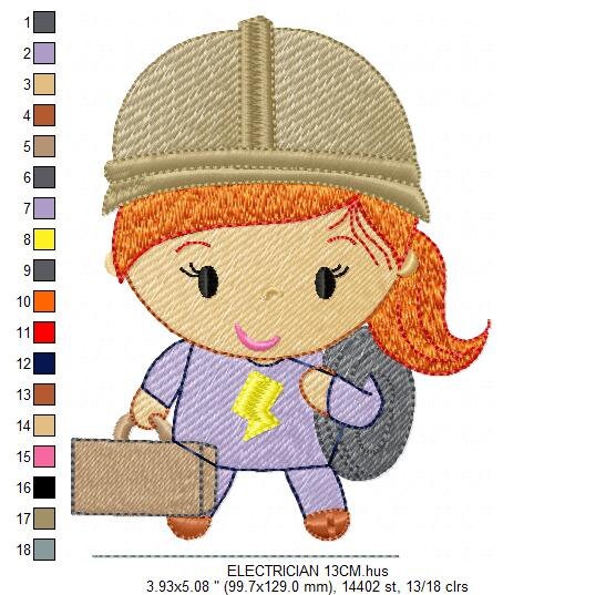 Electrician embroidery designs - Engineer embroidery design machine embroidery pattern - instant download - Profession embroidery file pes