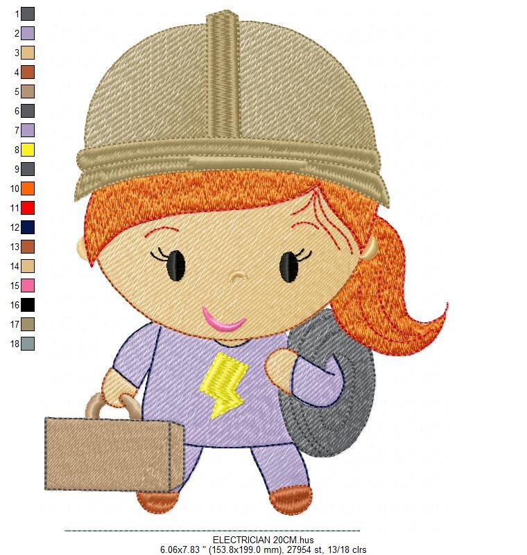 Electrician embroidery designs - Engineer embroidery design machine embroidery pattern - instant download - Profession embroidery file pes