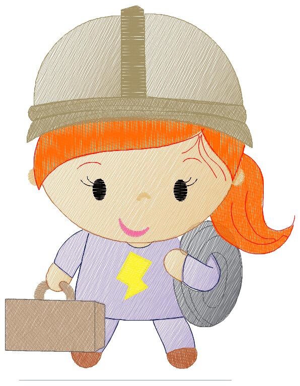 Electrician embroidery designs - Engineer embroidery design machine embroidery pattern - instant download - Profession embroidery file pes