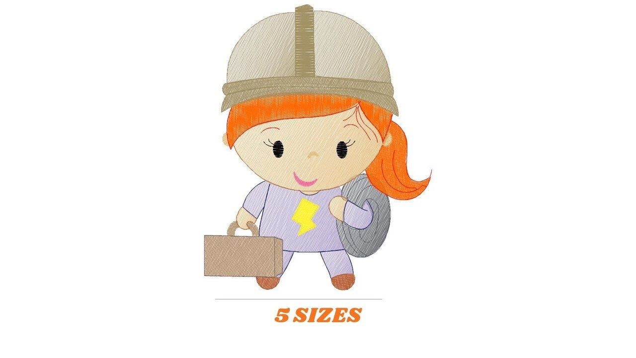 Electrician embroidery designs - Engineer embroidery design machine embroidery pattern - instant download - Profession embroidery file pes