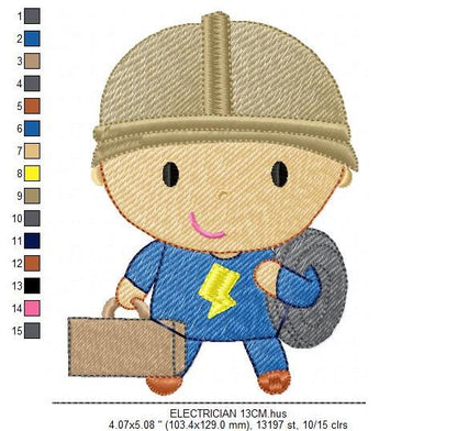 Electrician embroidery designs - Engineer embroidery design machine embroidery pattern - instant download - Work Profession embroidery file
