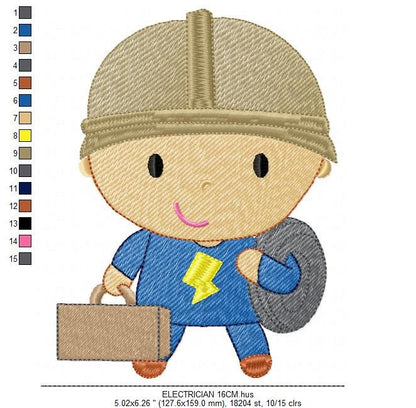 Electrician embroidery designs - Engineer embroidery design machine embroidery pattern - instant download - Work Profession embroidery file