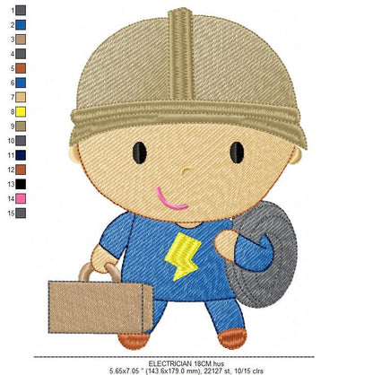 Electrician embroidery designs - Engineer embroidery design machine embroidery pattern - instant download - Work Profession embroidery file