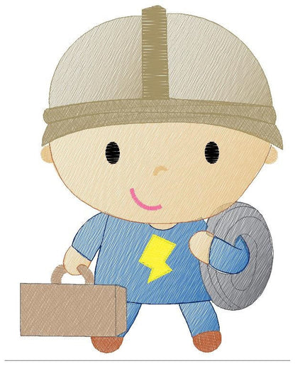 Electrician embroidery designs - Engineer embroidery design machine embroidery pattern - instant download - Work Profession embroidery file