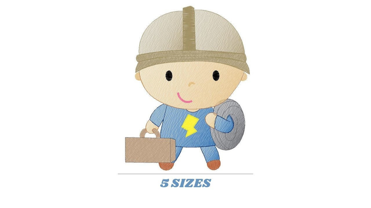 Electrician embroidery designs - Engineer embroidery design machine embroidery pattern - instant download - Work Profession embroidery file