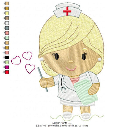 Nurse embroidery designs - Girl Doctor embroidery design machine embroidery pattern - instant download - Hospital embroidery file pes jef