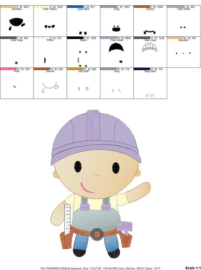 Engineer embroidery designs - Woodworker embroidery design machine embroidery pattern - instant download