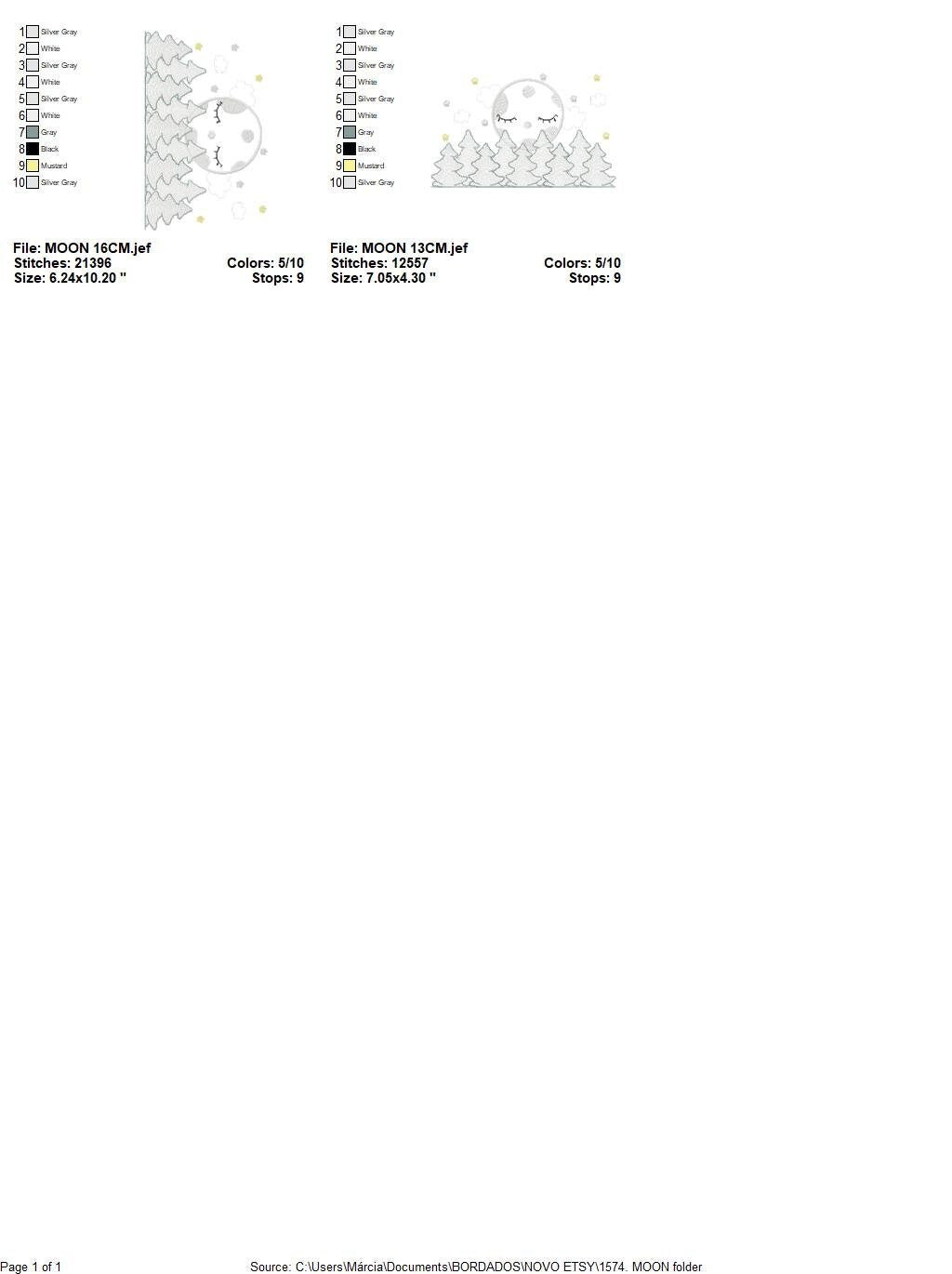 Moon embroidery design - Full Moon embroidery design machine embroidery pattern - Pine Forest embroidery file - night sky design pes jef vp3
