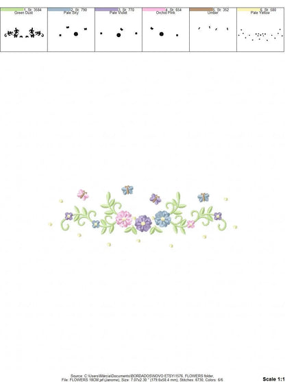Flower Frame embroidery designs - Flower embroidery design machine embroidery pattern - Butterfly embroidery file - baby girl embroidery pes Marcia Embroidery