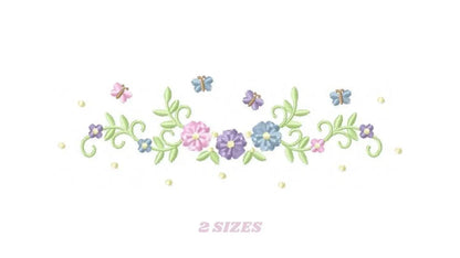 Flower Frame embroidery designs - Flower embroidery design machine embroidery pattern - Butterfly embroidery file - baby girl embroidery pes Marcia Embroidery