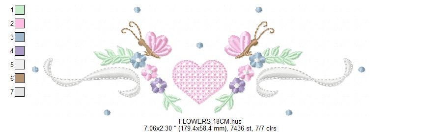 Flower Frame embroidery designs - Heart embroidery design machine embroidery pattern - Butterfly embroidery file - baby girl embroidery pes