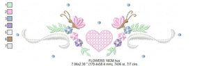 Flower Frame embroidery designs - Heart embroidery design machine embroidery pattern - Butterfly embroidery file - baby girl embroidery pes