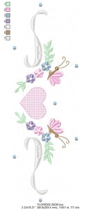 Flower Frame embroidery designs - Heart embroidery design machine embroidery pattern - Butterfly embroidery file - baby girl embroidery pes