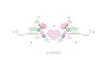 Load image into Gallery viewer, Flower Frame embroidery designs - Heart embroidery design machine embroidery pattern - Butterfly embroidery file - baby girl embroidery pes
