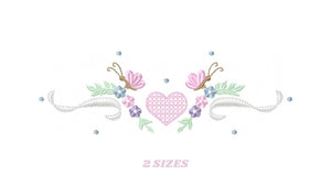 Flower Frame embroidery designs - Heart embroidery design machine embroidery pattern - Butterfly embroidery file - baby girl embroidery pes