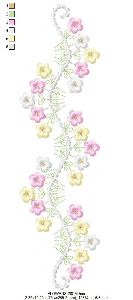 Flower Frame embroidery designs - Floral Divider machine embroidery pattern - Baby girl Kitchen towel file - Instant digital download pes