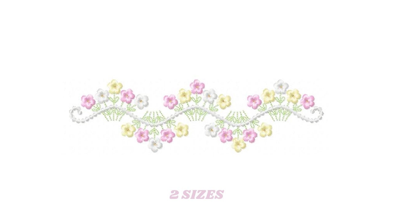 Flower Frame embroidery designs - Floral Divider machine embroidery pattern - Baby girl Kitchen towel file - Instant digital download pes